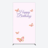 Aperturee - Aperturee Sweet Pink Butterfly Happy Birthday Rectangle Backdrop